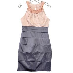 B Darlin Pink and Gray Midi Dress